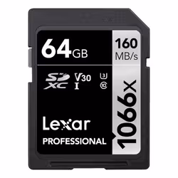 Lexar Professional 1066x 64gB SDXc UHS-I card Silver Series Up to 160M