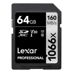 Lexar Professional 1066x 64gB SDXc UHS-I card Silver Series Up to 160M