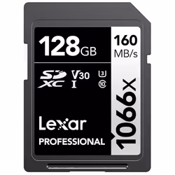 Lexar 128GB Professional 1066x SDXC Memory Card  UHS-I  C10  U3  V30  Full-HD & 4K Video  Up To 160MB/s Read  for DSLR and Mi ...
