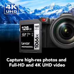 Lexar 128GB Professional 1066x SDXC Memory Card  UHS-I  C10  U3  V30  Full-HD & 4K Video  Up To 160MB/s Read  for DSLR and Mirrorless Camera