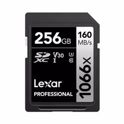 Lexar Professional 1066x, 256 GB, SDXC, Class 10, UHS-I, 160 MB/s, 120 MB/s