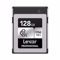 Lexar Professional SILVER, 128 GB, CFexpress Type B, 1750 MB/s, 1300 MB/s, Black, Silver