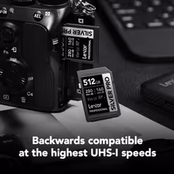 Lexar 512GB Professional SILVER PRO SDXC Memory Card  UHS-II  C10  U3  V60  Full-HD & 4K Video  Up To 280MB/s Read  for Professional Photogr