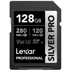 Lexar 128GB Professional SILVER PRO SDXC Memory Card  UHS-II  C10  U3  V60  Full-HD & 4K Video  Up To 280MB/s Read  for Professional Photogr