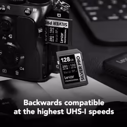 Lexar 128GB Professional SILVER PRO SDXC Memory Card  UHS-II  C10  U3  V60  Full-HD & 4K Video  Up To 280MB/s Read  for Professional Photogr