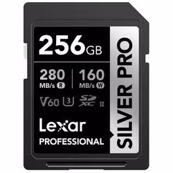 Lexar 256GB Professional SILVER PRO SDXC Memory Card  UHS-II  C10  U3  V60  Full-HD & 4K Video  Up To 280MB/s Read  for Profe ...