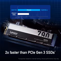 Lexar 4TB NM790 SSD PCIe Gen4 NVMe M.2 2280 Internal Solid State Drive  Up to 7400/6500 MB/s Read/Write  Compatible with PS5  for Gamers and