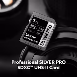 Lexar 1TB Professional Silver PRO SDXC Memory Card  UHS-II  C10  U3  V60  Full-HD & 4K Video  Up to 280MB/s Read  For Professional Photograp