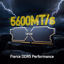 Lexar 32GB (2x16GB) THOR OC DDR5 RAM 5600MT/s CL36 1.25V Desktop Memory with Heatsink  AMD Expo and Intel XMP 3.0  Black (LD5U16G56C36LG-RUD