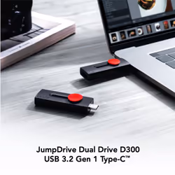 Lexar JumpDrive Dual Drive D300 USB flash drive 256 GB USB Type-A / USB Type-C 3.2 Gen 1 (3.1 Gen 1) Black
