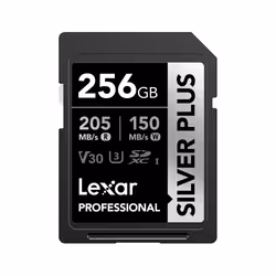 Lexar Professional SILVER PLUS, 256 GB, SDXC, Class 3, UHS-I, 205 MB/s, 150 MB/s