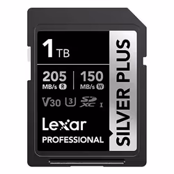 Lexar Professional SDXC SilverP UHS-I, 1 TB, SDXC, UHS-I, 205 MB/s, 150 MB/s, Black