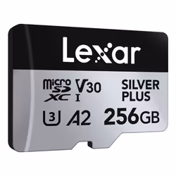 Lexar Professional SILVER PLUS, 256 GB, MicroSDXC, Class 3, UHS-I, 205 MB/s, 150 MB/s