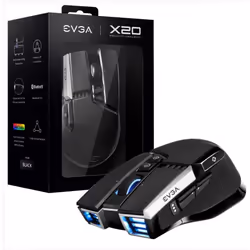 EVGA X20, Right-hand, Optical, RF Wireless + Bluetooth + USB Type-A, 16000 DPI, Black