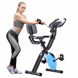 Merax Folding 3 in 1 Adjustable Exercise Bike with Resistance Bands convertible Magnetic Upright Recumbent Bike