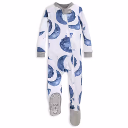 Burt's Bees Baby baby boys Pajamas Zip-front Non-slip Footed Pjs Organic Cotton and Toddler Sleepers Indigo Hello Moon 12 ...