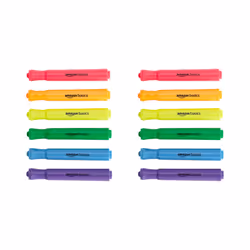 Amazon Basics Tank Style Highlighters - Chisel Tip Assorted Colors 12-Pack