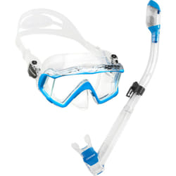 cressi Panoramic Wide View Mask with Dry Snorkel Set, clear Blue
