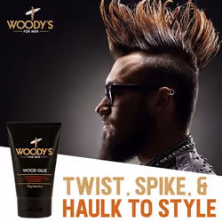 Woody's Wood Glue Extreme Styling Gel for Men, Intense Long-lasting Hold with No Flaking, Quick-drying, Retains Moisture, Suitable for All Hair Types