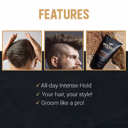 Woody's Wood Glue Extreme Styling Gel for Men, Intense Long-lasting Hold with No Flaking, Quick-drying, Retains Moisture, Suitable for All Hair Types