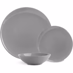 Amazon Basics 18-Piece Stoneware Dinnerware Set - Smokey Grey, Service