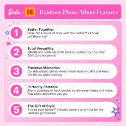 Kodak x Barbie 96-pocket Photo Album for Barbie Instant 2x3  ZINK Zero Ink Photo Paper