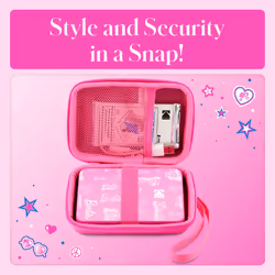 Kodak x Barbie EVA Case with Removable Strap  Built-in Mesh Pocket (Pink) Compatible w/Kodak x Barbie Printomatic or Step Slim Photo Printer