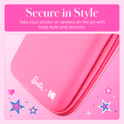 Kodak x Barbie EVA Case with Removable Strap  Built-in Mesh Pocket (Pink) Compatible w/Kodak x Barbie Printomatic or Step Slim Photo Printer