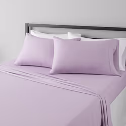 Amazon Basics Lightweight Super Soft Easy Care Microfiber 4-Piece Bed Sheet Set with 14-Inch Deep Pockets  Queen  Frosted Lav ...