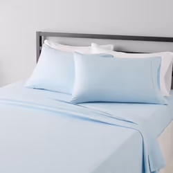 Amazon Basics Lightweight Super Soft Easy Care Microfiber 4-Piece Bed Sheet Set with 14-Inch Deep Pockets  Full  Light Blue   ...