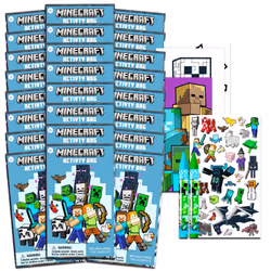Minecraft Party Favors for Kids Bundle ~ 24 Minecraft Mini Play Packs with Coloring Books  Stickers  Crayons  More | Minecraft Party Supplies