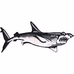 Shark - Furious Ferocious Great White Swimming - Embroidered Iron On Or Sew On Patch