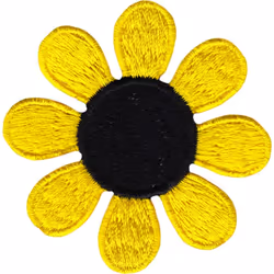 Daisy Flower - Yellow with Black Center - Embroidered Sew or Iron on P