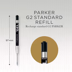 PARKER Gel Pen Refill | Medium Tip (0.7mm) | Black QUINK Ink | 1 Count
