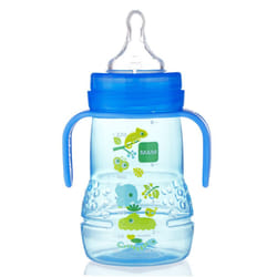 MAM Plastic Trainer Cup (1 Count)  Trainer Drinking Cup with Extra-Soft Spout  Spill-Free Nipple  and Non-Slip Handles  for Boys 4+ Months  Eight Ounc