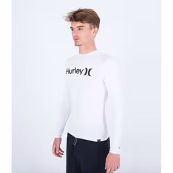 Hurley Mens Lightweight LS UPF50 Rashguard ~ One & Only Quickdry white - L