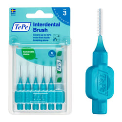 TEPE Interdental Brush Original  Soft Dental Brush for Teeth Cleaning  Pack of 6  0.6 mm  Medium Gaps  Blue  Size 3