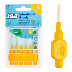 TEPE Interdental Brush Original  Soft Dental Brush for Teeth Cleaning  Pack of 6  0.7 mm  Medium Gaps  Yellow  Size 4