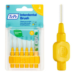 TEPE Interdental Brush Original  Soft Dental Brush for Teeth Cleaning  Pack of 6  0.7 mm  Medium Gaps  Yellow  Size 4