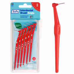 TEPE Interdental Brush Angle  Angled Dental Brush for Teeth Cleaning  Pack of 6  0.5 mm  Extra-Small/Small Gaps  Red  Size 2