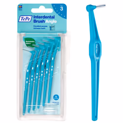 TEPE Interdental Brush Angle Angled Dental Brush for Teeth cleaning Pack of 6 06 mm Medium gaps Blue Size 3
