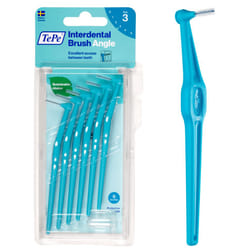 TEPE Interdental Brush Angle  Angled Dental Brush for Teeth cleaning  Pack of 6  06 mm  Medium gaps  Blue  Size 3