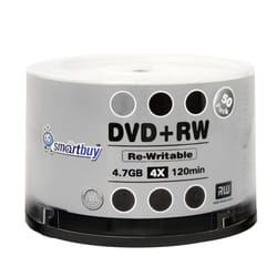50 Pack Smartbuy Blank DVD+RW 4X 4.7GB 120Min Branded Logo Rewritable DVD Media Disc