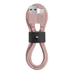 Native Union BELT Cable - 4ft Ultra-Strong Reinforced [Apple MFi Certified] Lightning to USB Charging Cable with Leather Strap for iPhone/iPad (Rose)