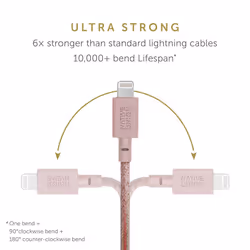 Native Union BELT Cable - 4ft Ultra-Strong Reinforced [Apple MFi Certified] Lightning to USB Charging Cable with Leather Strap for iPhone/iPad (Rose)
