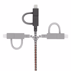 Native Union BELT-KV-ULC-ZEB-AP USB cable 2 m USB-A, Micro-USB USB C/Lightning Grey, White