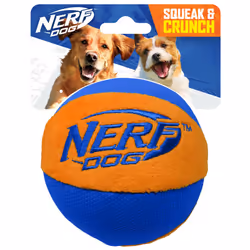 Nerf Dog Trackshot Ball Dog Toy with Interactive Squeaker and Crunch Lightweight Durable and Water Resistant 4.5 Inches F ...