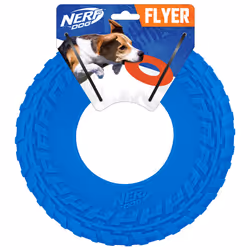 Nerf Dog Rubber Tire Flyer Dog Toy Flying Disc Lightweight Durable Floats in Water Great for Beach and Pool 10 Inch Dia ...