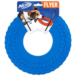 Nerf Dog Rubber Tire Flyer Dog Toy  Flying Disc  Lightweight  Durable  Floats in Water  Great for Beach and Pool  10 Inch Diameter  for Medium/Large B