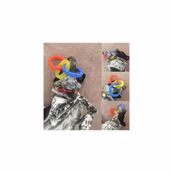 Nerf Dog 10.5in Rubber 3-Ring Tug Dog Toy  Lightweight  Durable and Water Resistant  Single Unit  Blue/Green/Orange